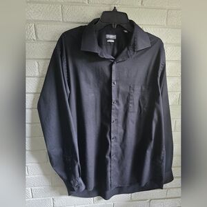 VAN HEUSEN FLEX SHIRT MENS 17 34/34 BLACK LONG SLEEVES